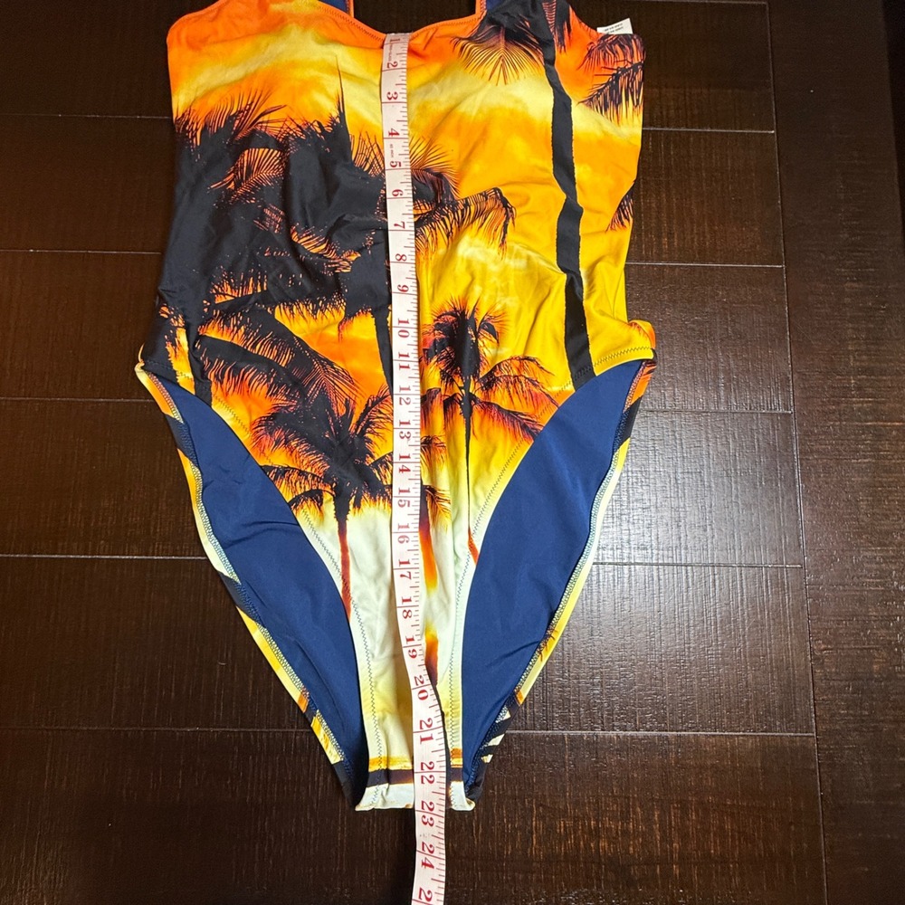 Aerie Real Good One Piece Cheekiest Swimsuit XL Sunset Palm Tree UPF 50 NWT - Picture 9 of 10